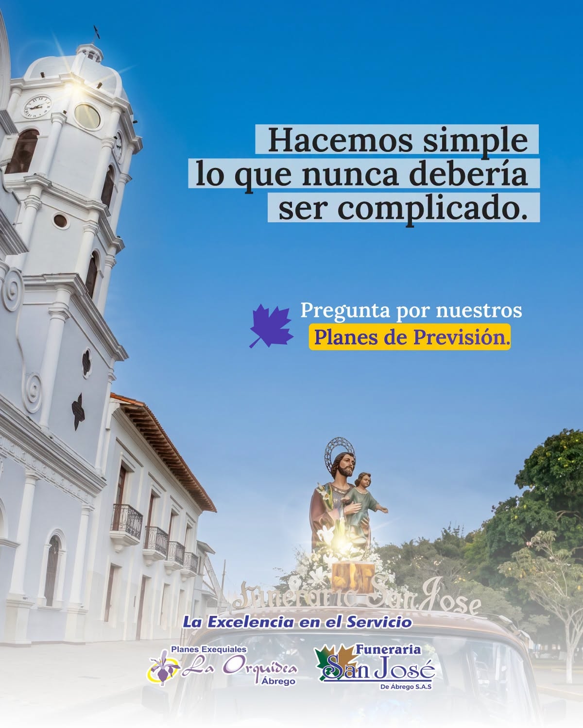 Funeraria San José de Ábrego — cortejo fúnebre frente a la iglesia de Ábrego